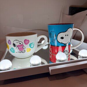 His & Hers Set of Vintage Snoopy Collection Mug Set Peanuts